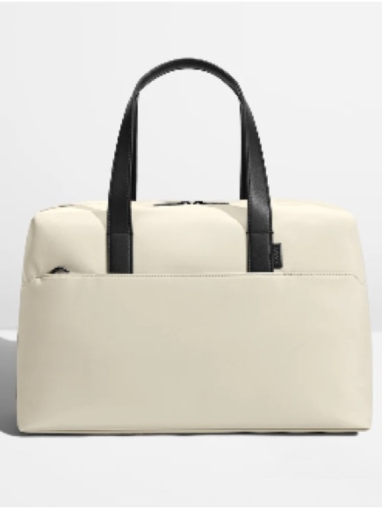Away Handbags - Away Cream Travel Duffel with Black Leather Handles